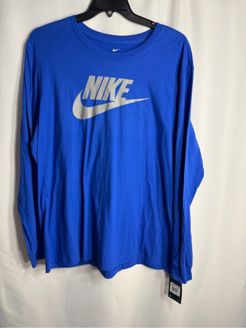 Nike Royal Blue Long Sleeve Shirt with Silver Logo size XXL new W tags